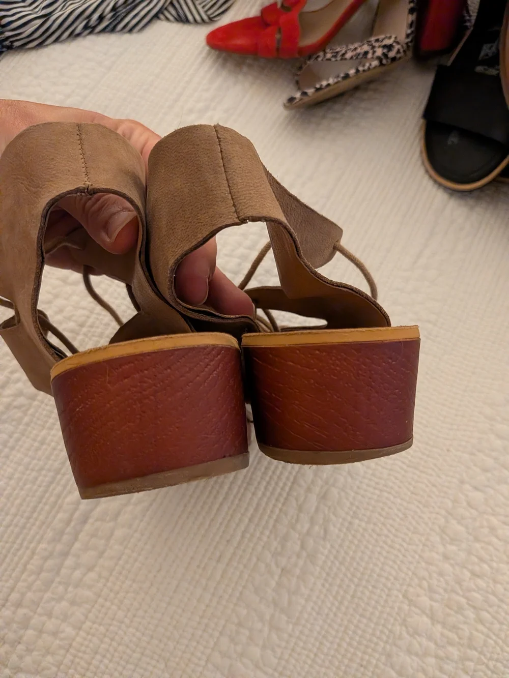 Lucky Brand Taupe Lace-Up Platform Sandals 8.5